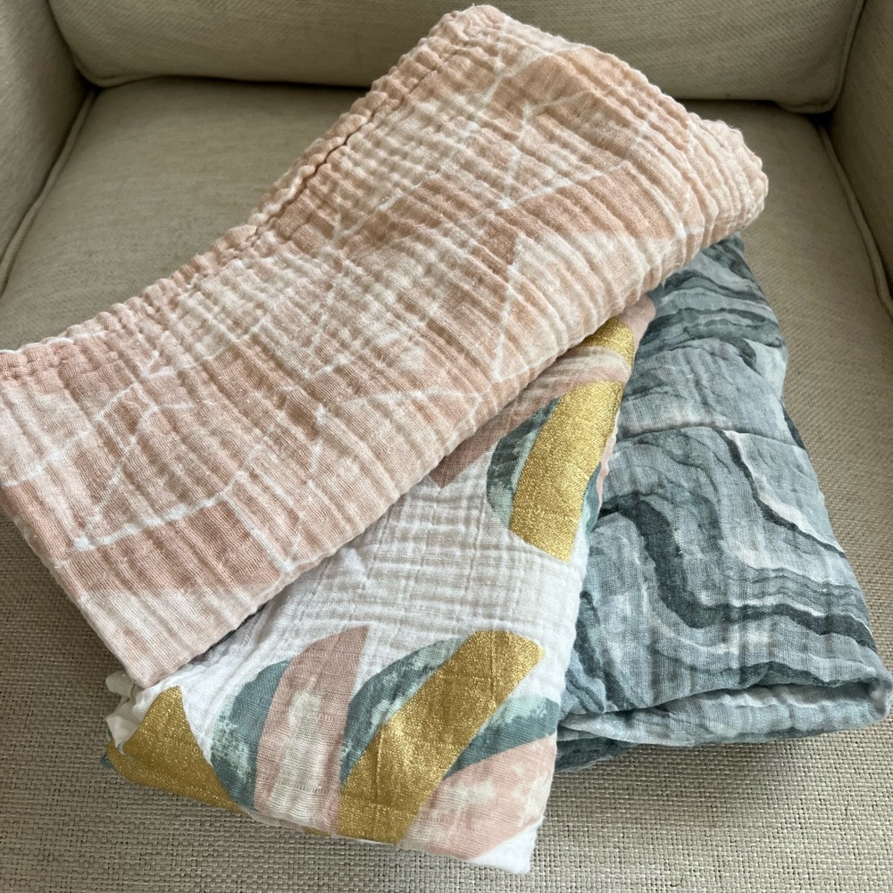 West Elm Swaddle Blankets, Set of 3